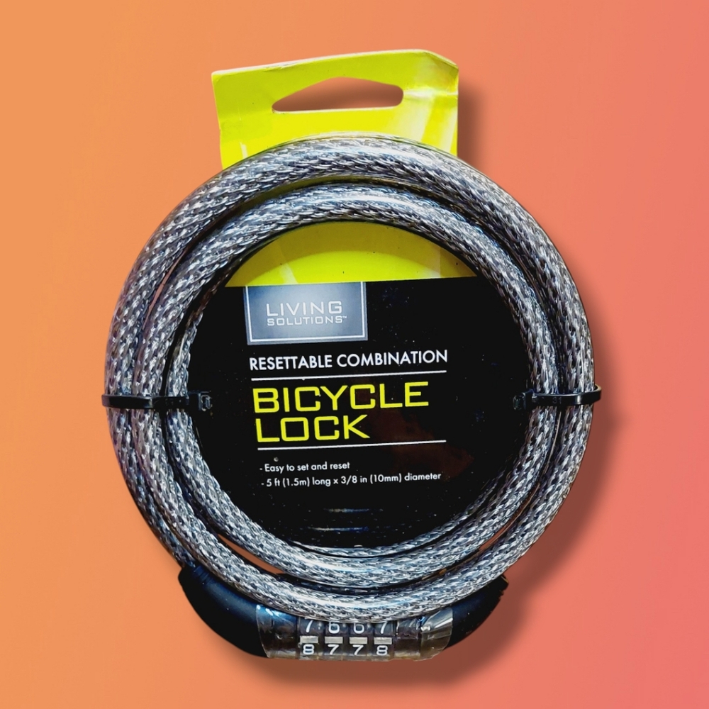 Living Solutions | Resettable Combination Bicycle Lock | 5 Ft. | NEW | NWT |